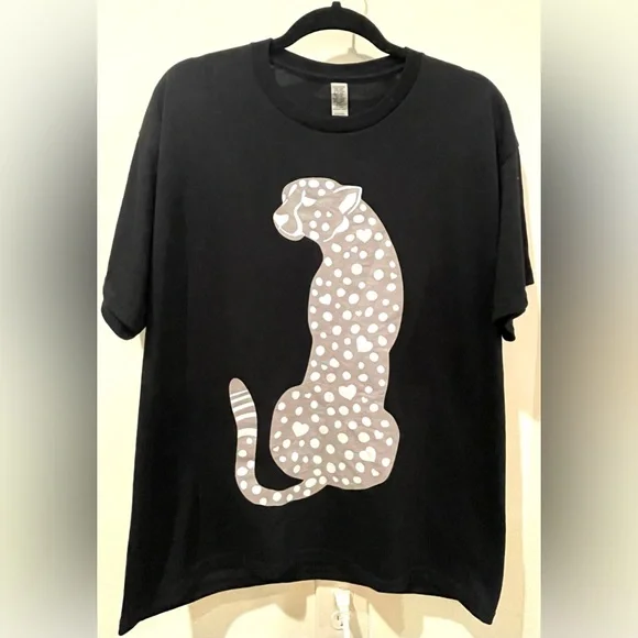 Unisex Cat T-Shirt with Gray Polka Dot Design - Picture 1 of 10